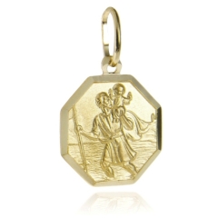 Złoty okrągły medalik Św. Krzysztof z dzieciątkiem próby 585